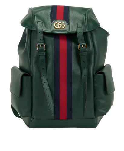 Medium Ophidia Backpack, &pound;895, Handbags, Green, Leather, Front view